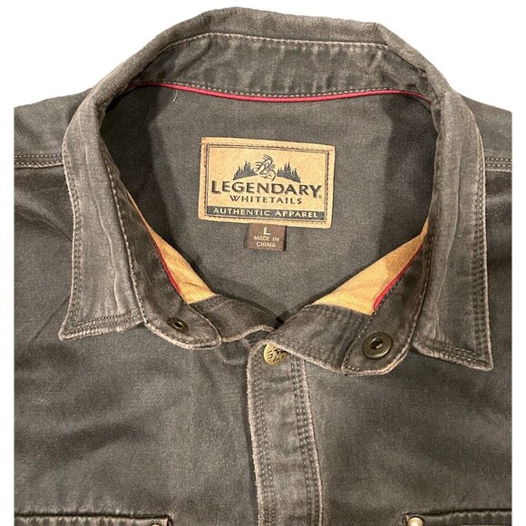 Legendary Whitetails Waxed Shirt Jacket Men's Size Large Brown Durable Snaps - Picture 10 of 13